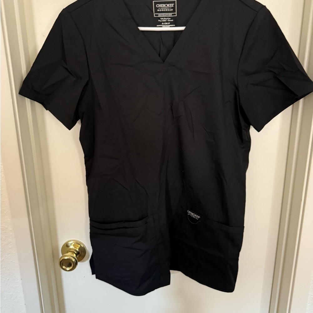 Cherokee Women's Black V-Neck Short Sleeve Top